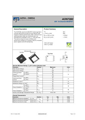 AON7280 datasheet cover page