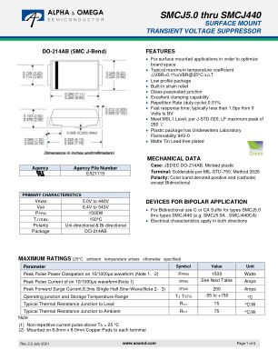 SMCJ440A datasheet cover page