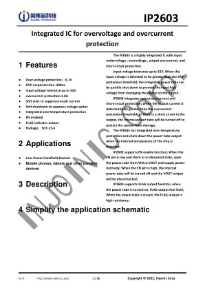 IP2603 datasheet cover page