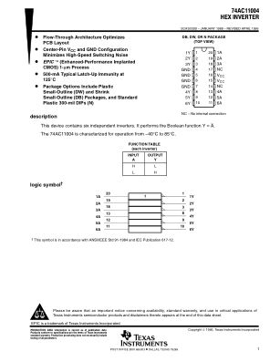 74AC11004 datasheet cover page