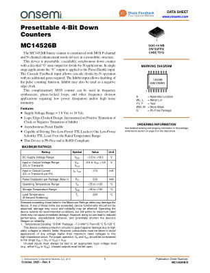 MC14526B datasheet cover page