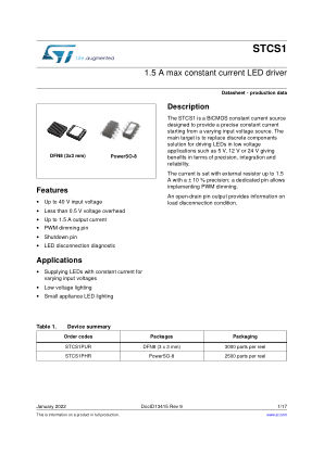 STCS1 数据手册首页
