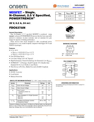 FDC637AN 数据手册首页