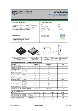 AONR66620 datasheet cover page