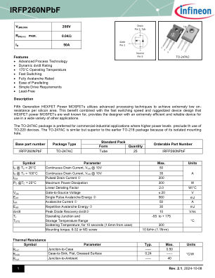 IRFP260N datasheet cover page
