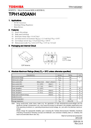 TPH1400ANH 数据手册首页