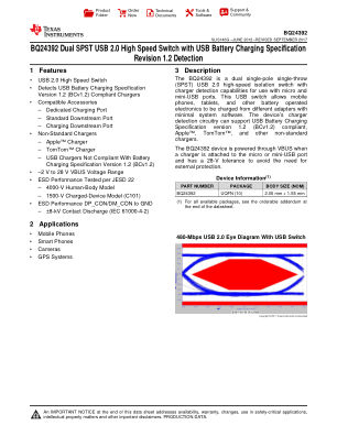 BQ24392 datasheet cover page