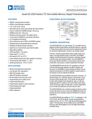 AD5253 datasheet cover page
