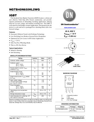 NGTB40N65IHL2W 数据手册首页