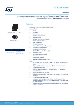 STM32WB09KE datasheet cover page