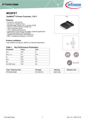 IPT020N13NM6 数据手册首页