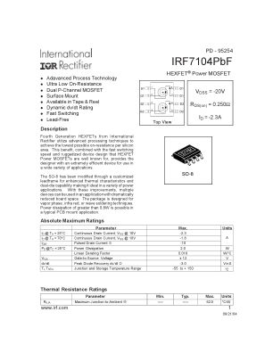 IRF7104 数据手册首页