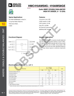 HMC410A 数据手册首页