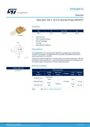 STRH40P10 datasheet cover page