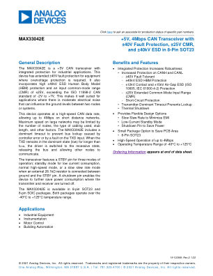 MAX33042E datasheet cover page