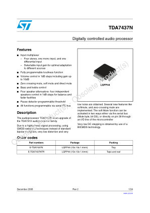 TDA7437N datasheet cover page