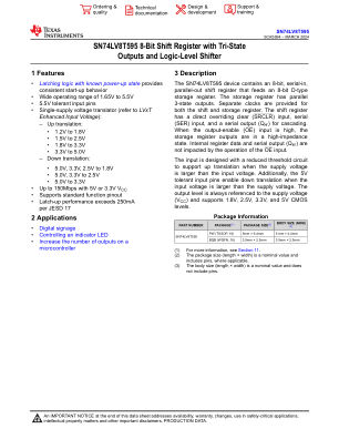 SN74LV8T595 datasheet cover page
