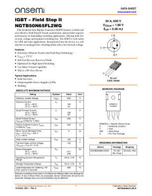 NGTB50N65FL2W 数据手册首页