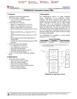 TPS650350-Q1 datasheet cover page