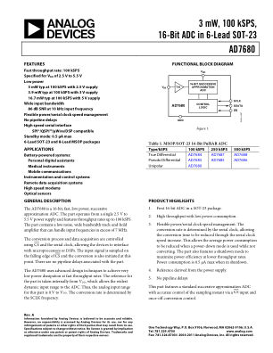 AD7680 数据手册首页