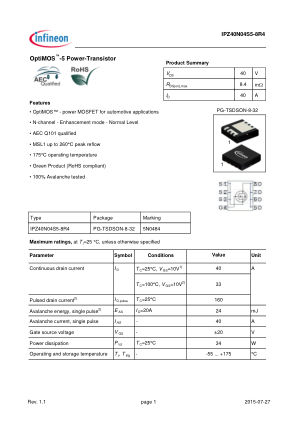 IPZ40N04S5-8R4 数据手册首页