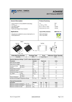 AO4405E datasheet cover page