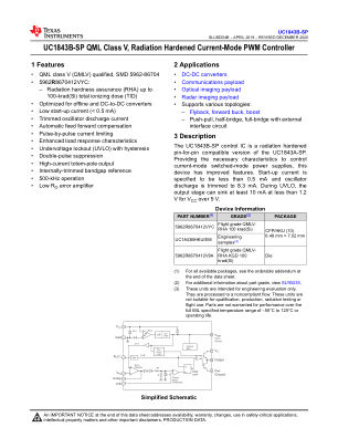 UC1843B-SP datasheet cover page