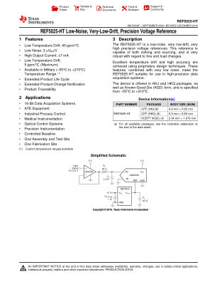 REF5025-HT 数据手册首页