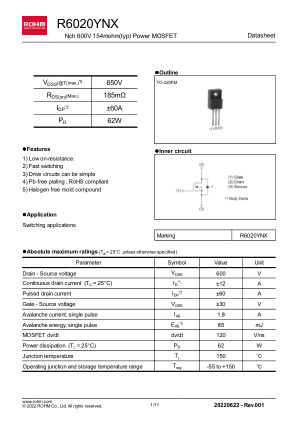 R6020YNX datasheet cover page