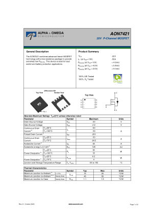 AON7421 数据手册首页
