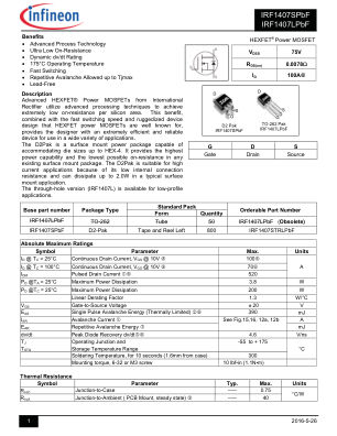 IRF1407S datasheet cover page