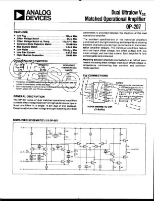 OP207 datasheet cover page