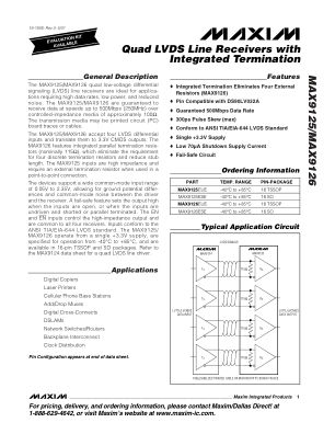 MAX9125 datasheet cover page