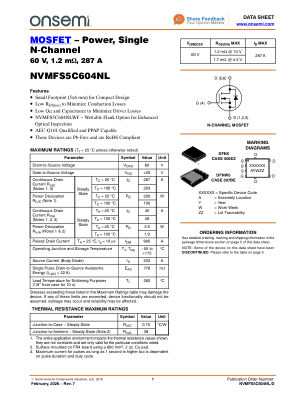 NVMFS5C604NL 数据手册首页