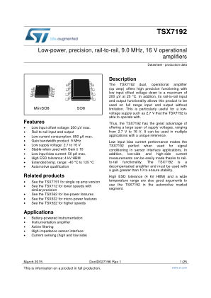 TSX7192 数据手册首页