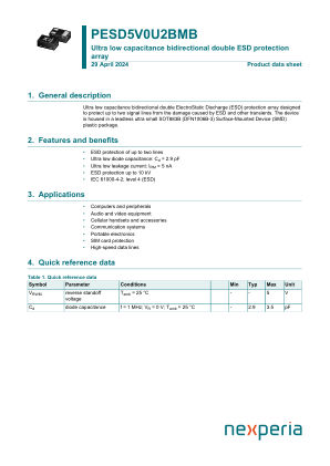 PESD5V0U2BMB datasheet cover page