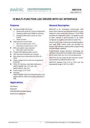 AW21018 datasheet cover page