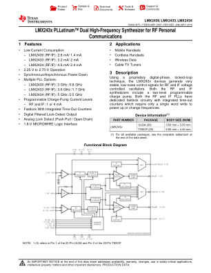 LMX2434 datasheet cover page