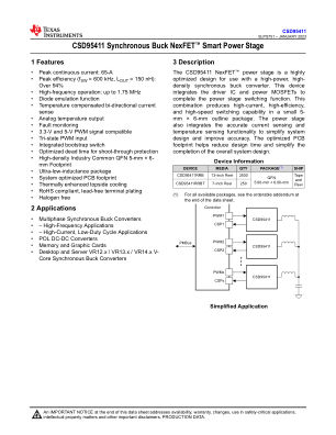 CSD95411 datasheet cover page