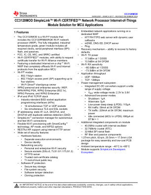 CC3120MOD datasheet cover page