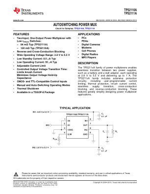 TPS2111A datasheet cover page