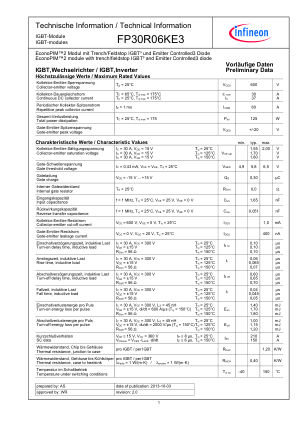 FP30R06KE3 数据手册首页