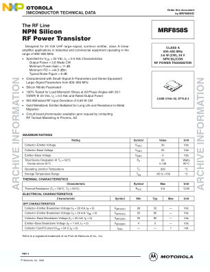 MRF858S datasheet cover page