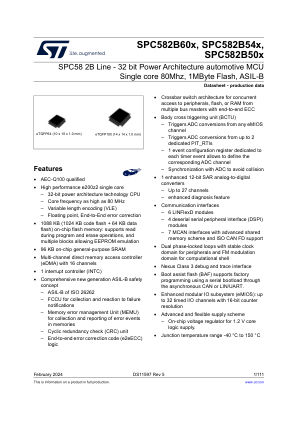 SPC582B60E1 数据手册首页