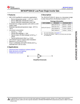 SN74UVP1G04-Q1 datasheet cover page