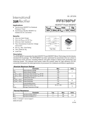 IRF8788 datasheet cover page