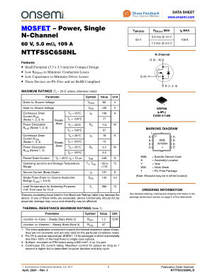 NTTFS5C658NL datasheet cover page