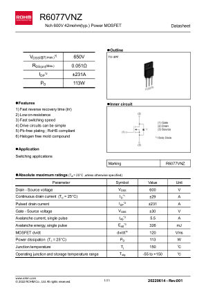 R6077VNZ datasheet cover page
