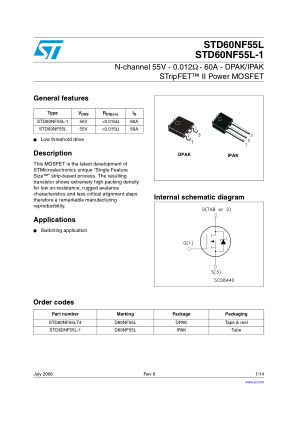 STD60NF55L datasheet cover page