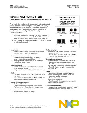 K22P121M100SF9 数据手册首页